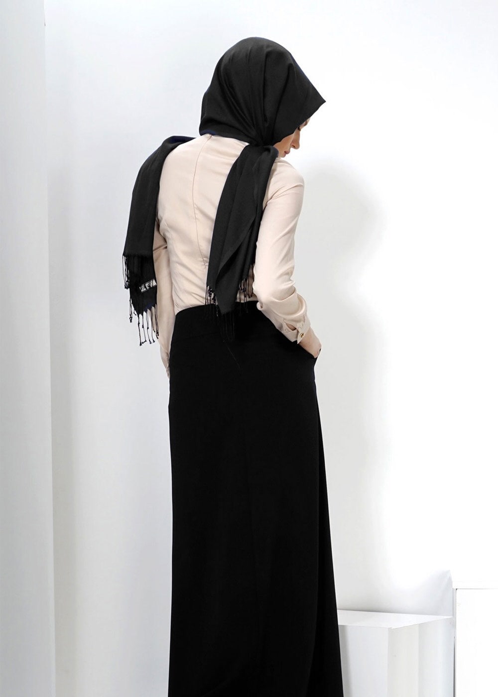 Tesettür giyim SİYAH DÜZ KESİM ETEK 6602