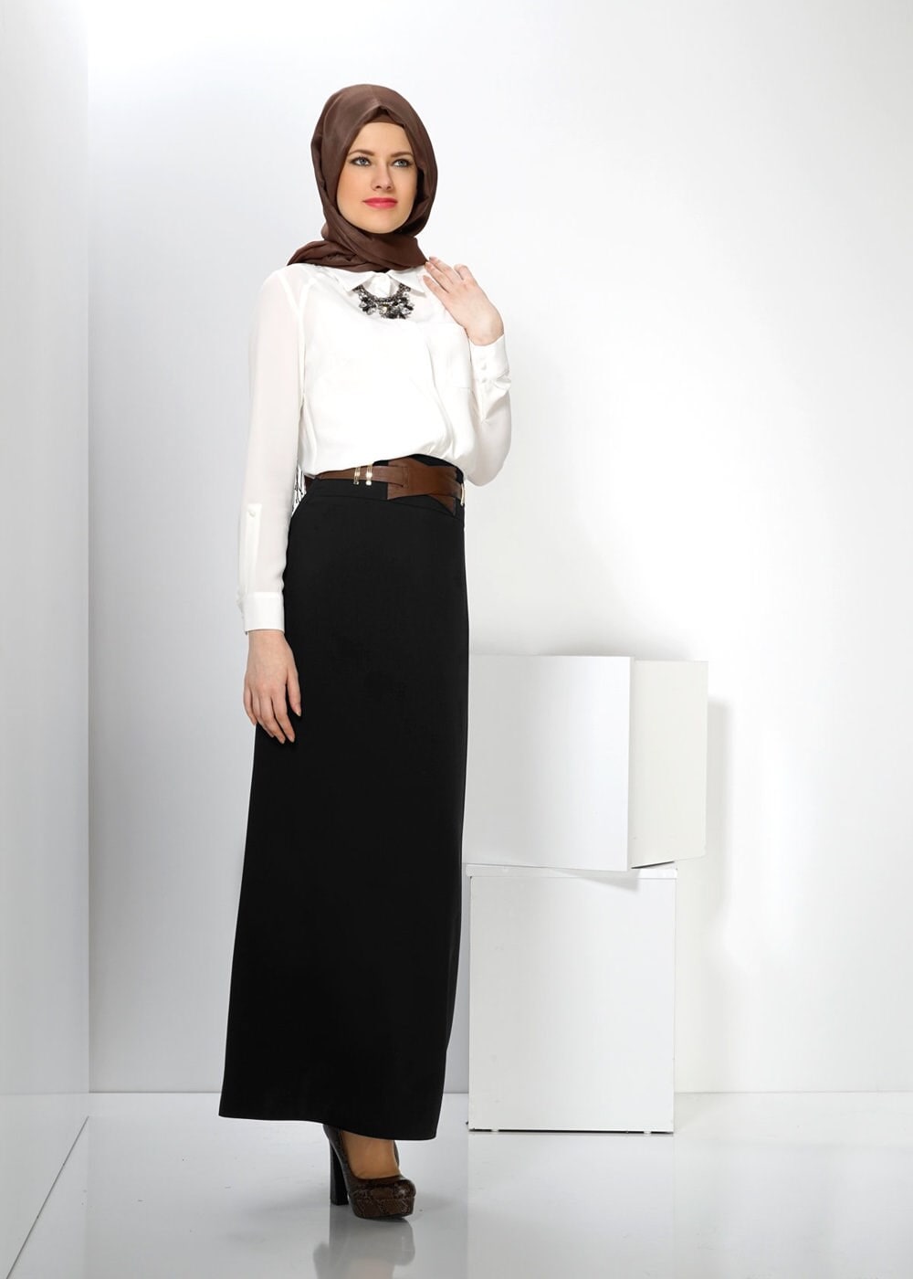 Tesettür giyim SİYAH 6604 ETEK 