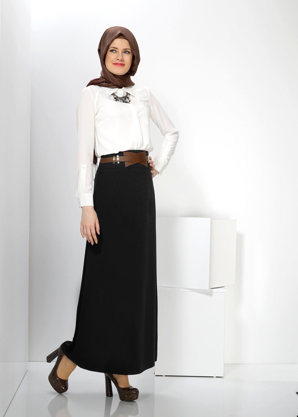 Tesettür giyim SİYAH 6604 ETEK 