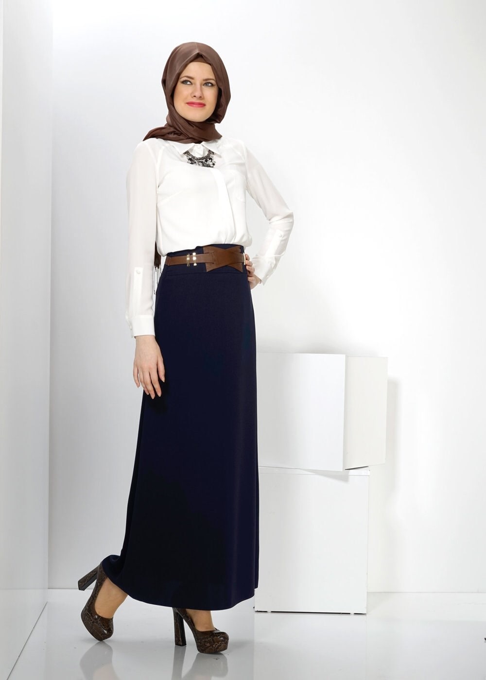 Tesettür giyim LACİVERT 6604 ETEK 
