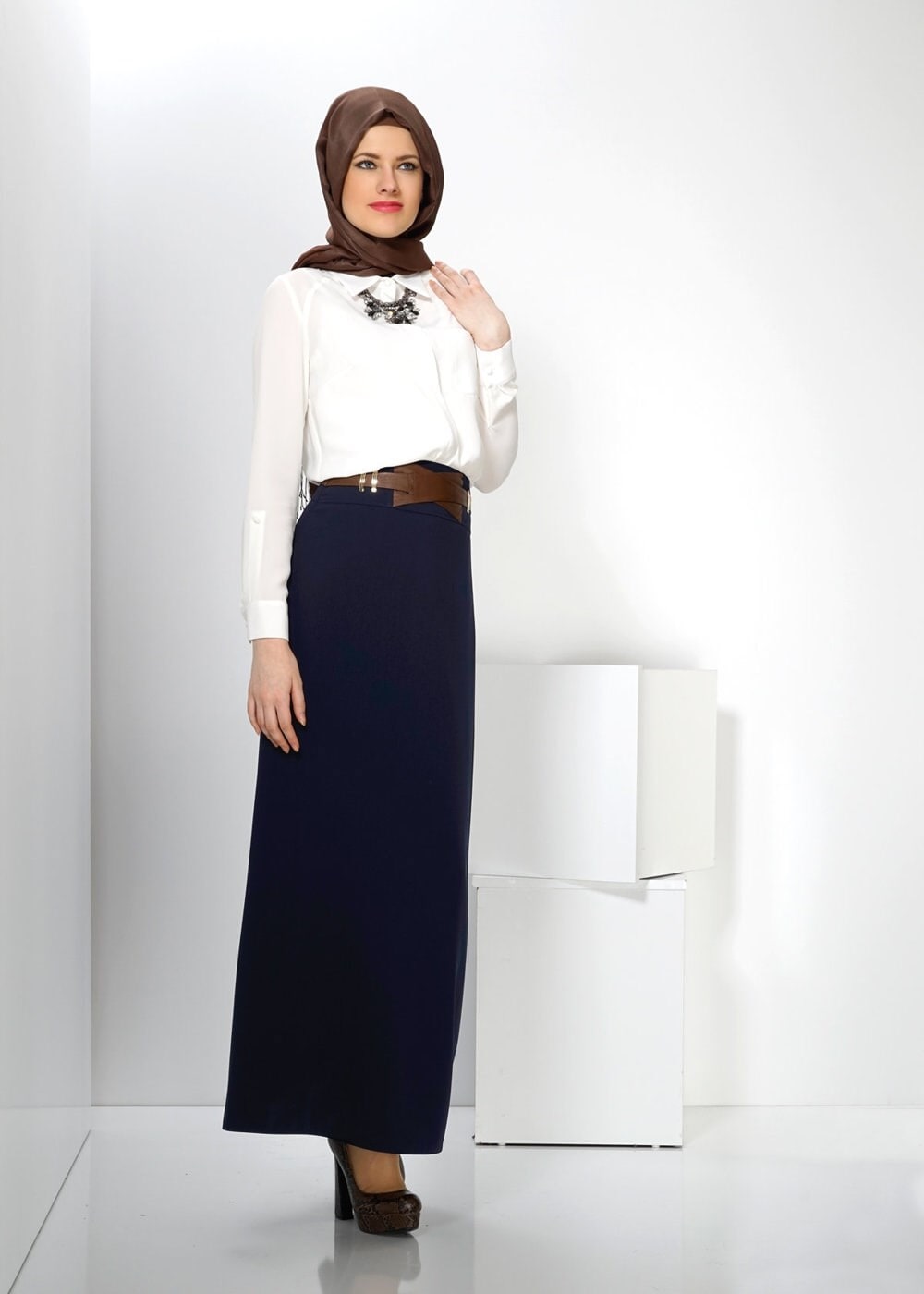 Tesettür giyim LACİVERT 6604 ETEK 