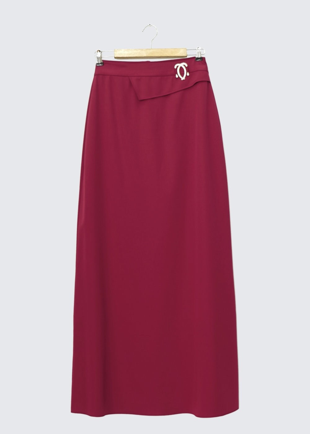 Tesettür giyim BORDO AKSESUAR DETAYLI ETEK 6606