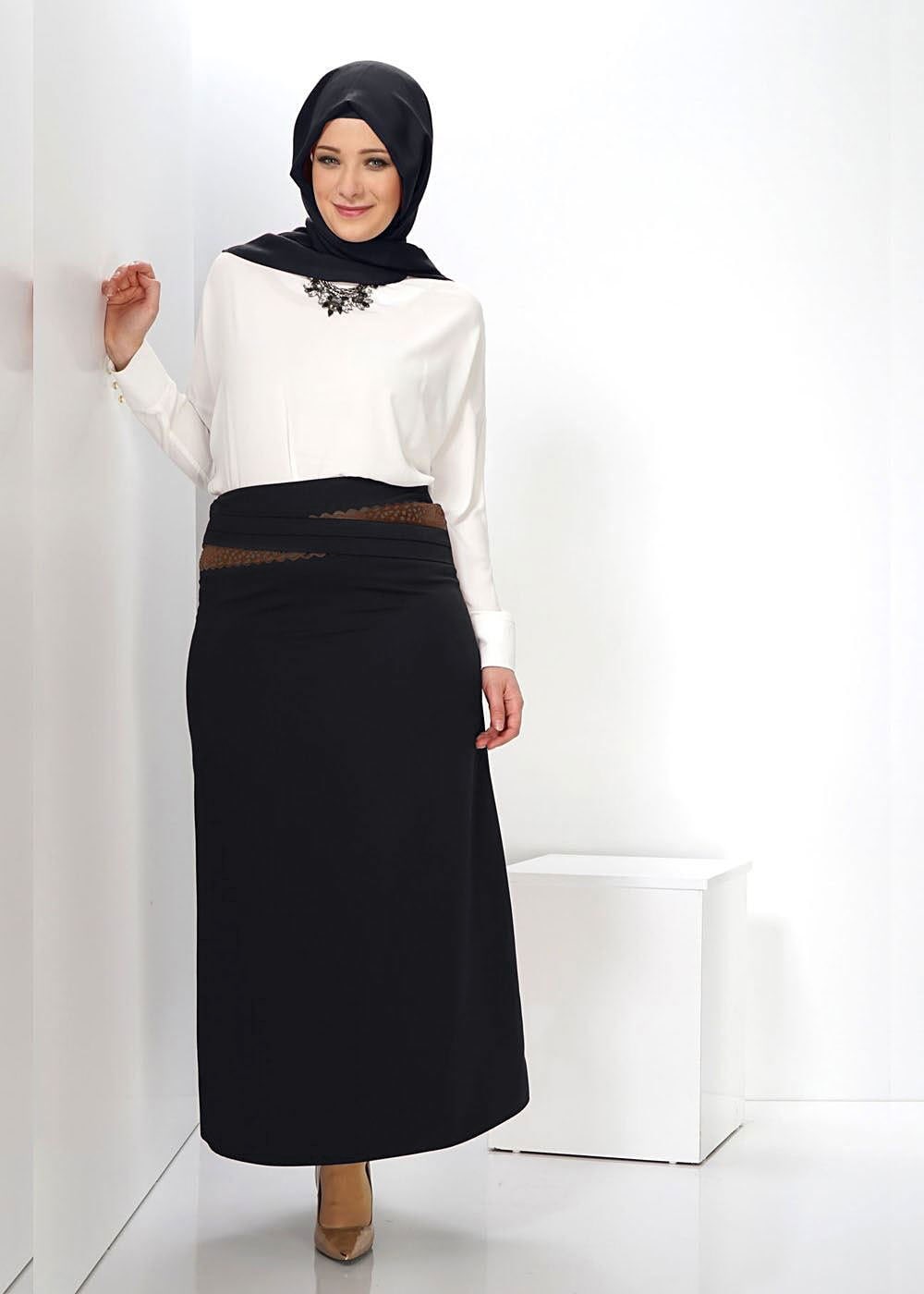 Tesettür giyim SİYAH 6613 ETEK 