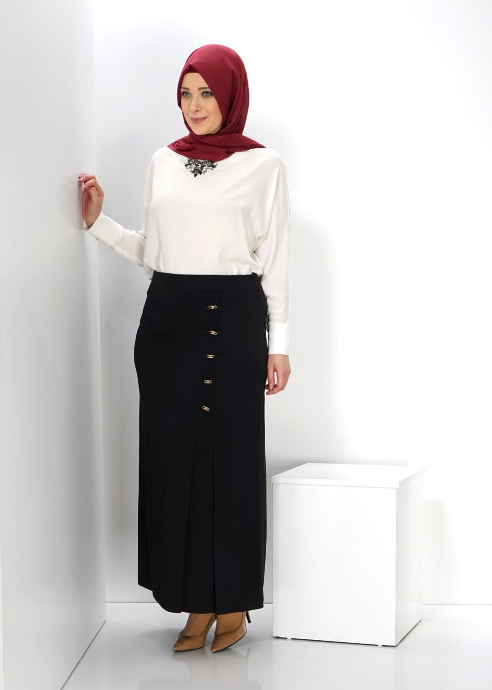 Tesettür giyim SİYAH 6615 ETEK