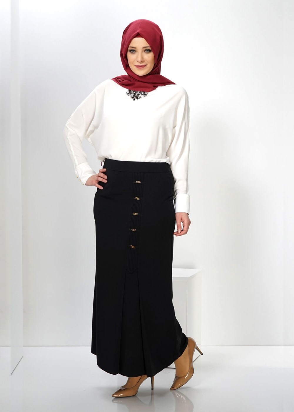 Tesettür giyim SİYAH 6615 ETEK