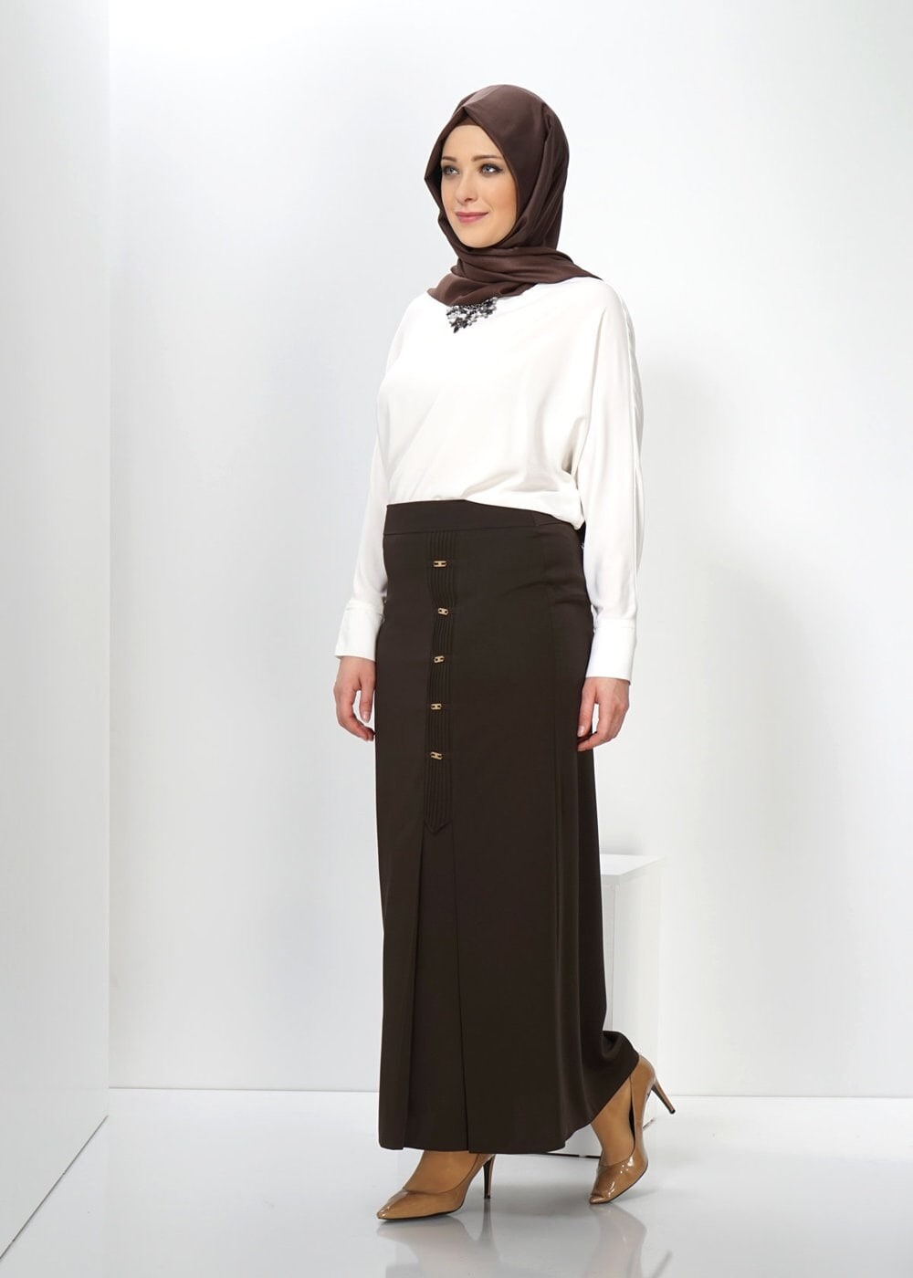 Tesettür giyim KAHVE 6615 ETEK