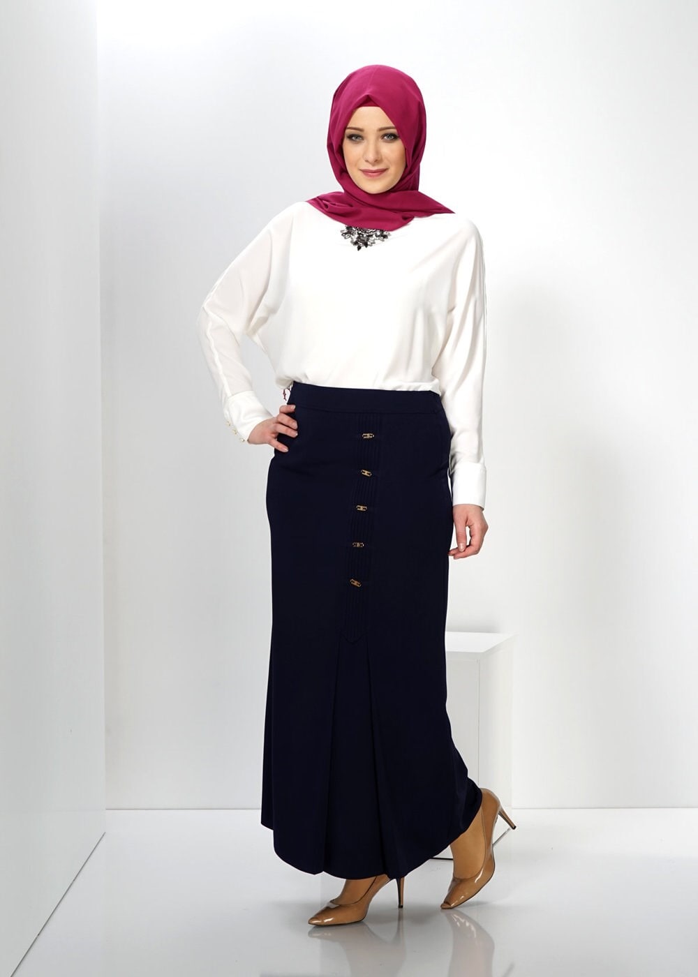 Tesettür giyim LACİVERT 6615 ETEK