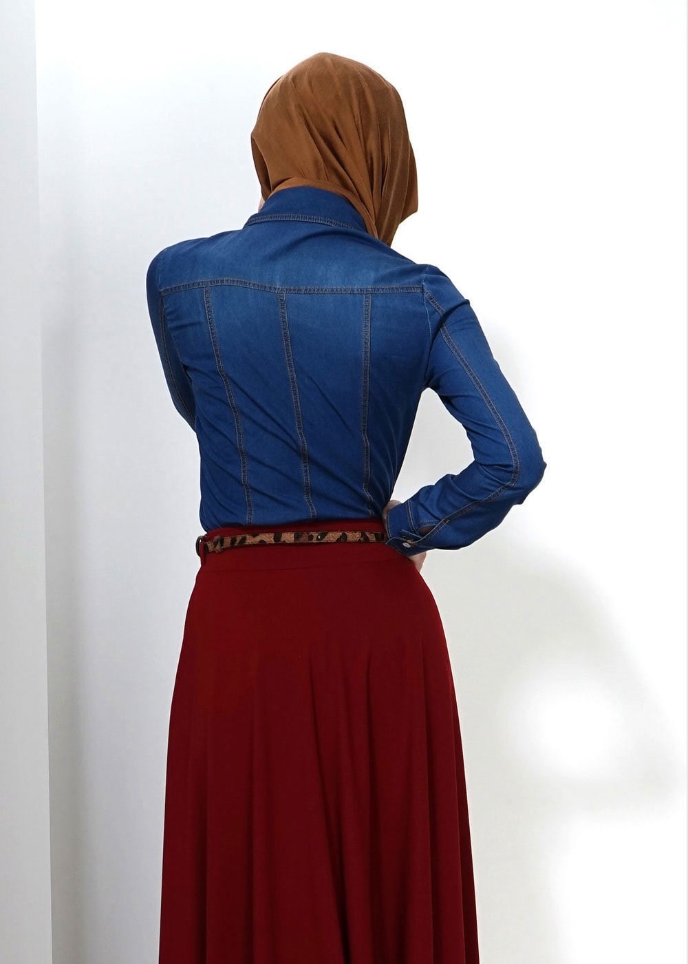 Tesettür giyim BORDO 6621 ETEK 