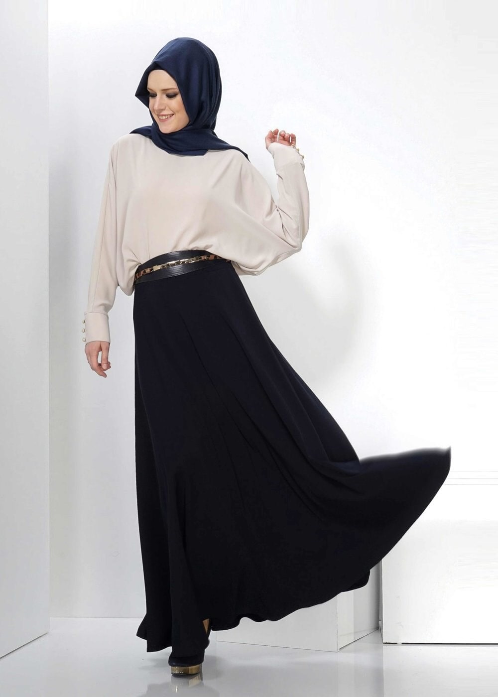 Tesettür giyim LACİVERT 6621 ETEK 