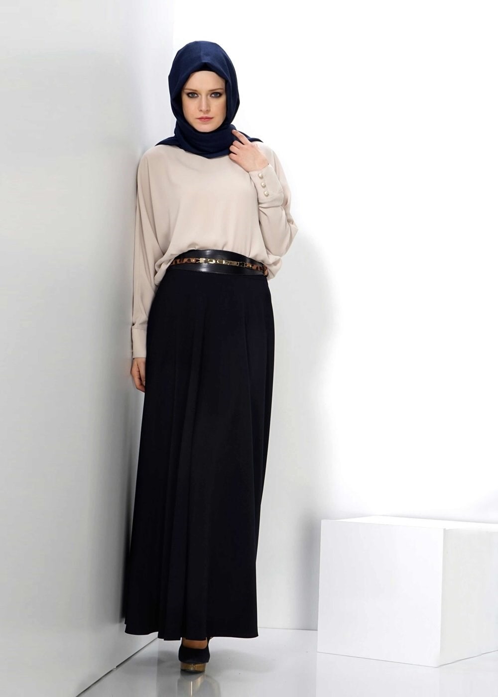 Tesettür giyim LACİVERT 6621 ETEK 