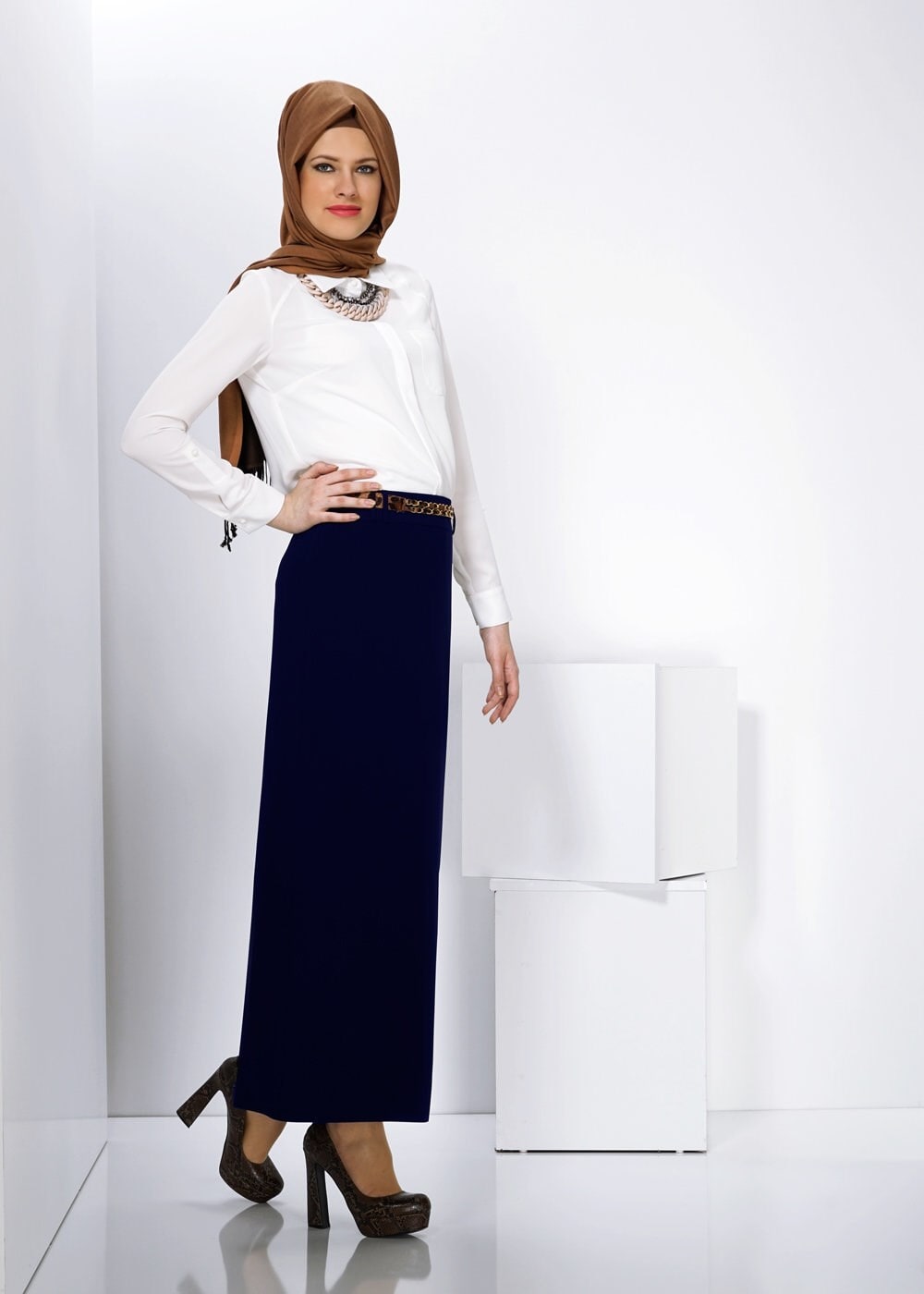 Tesettür giyim LACİVERT 6622 ETEK 