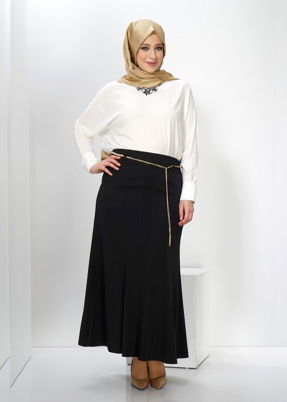 Tesettür giyim SİYAH 6628 ETEK 