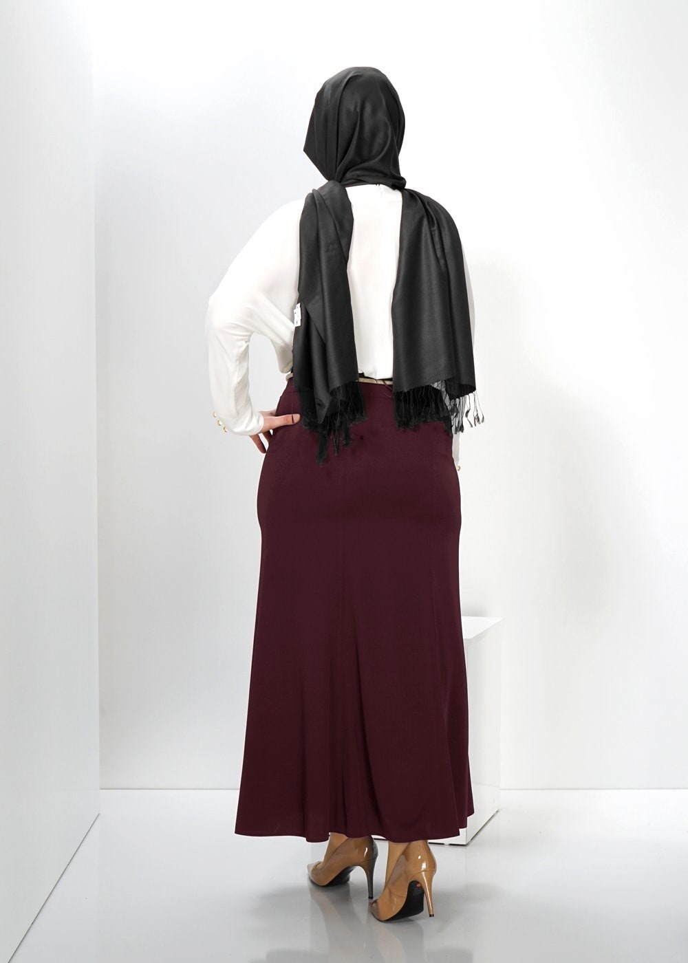 Tesettür giyim BORDO 6628 ETEK 