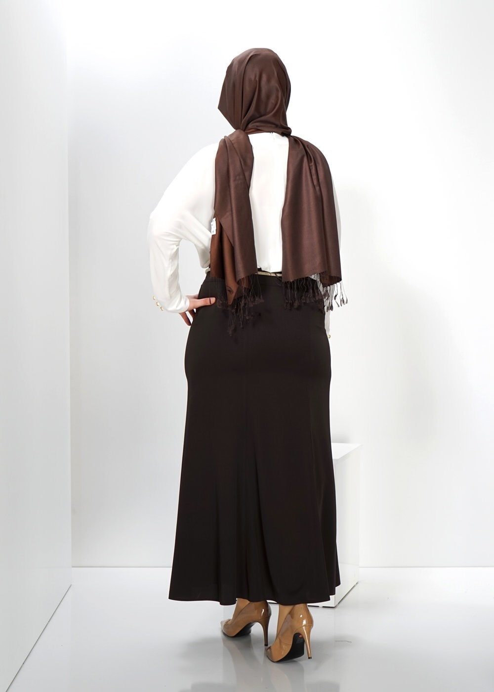 Tesettür giyim KAHVE 6628 ETEK 