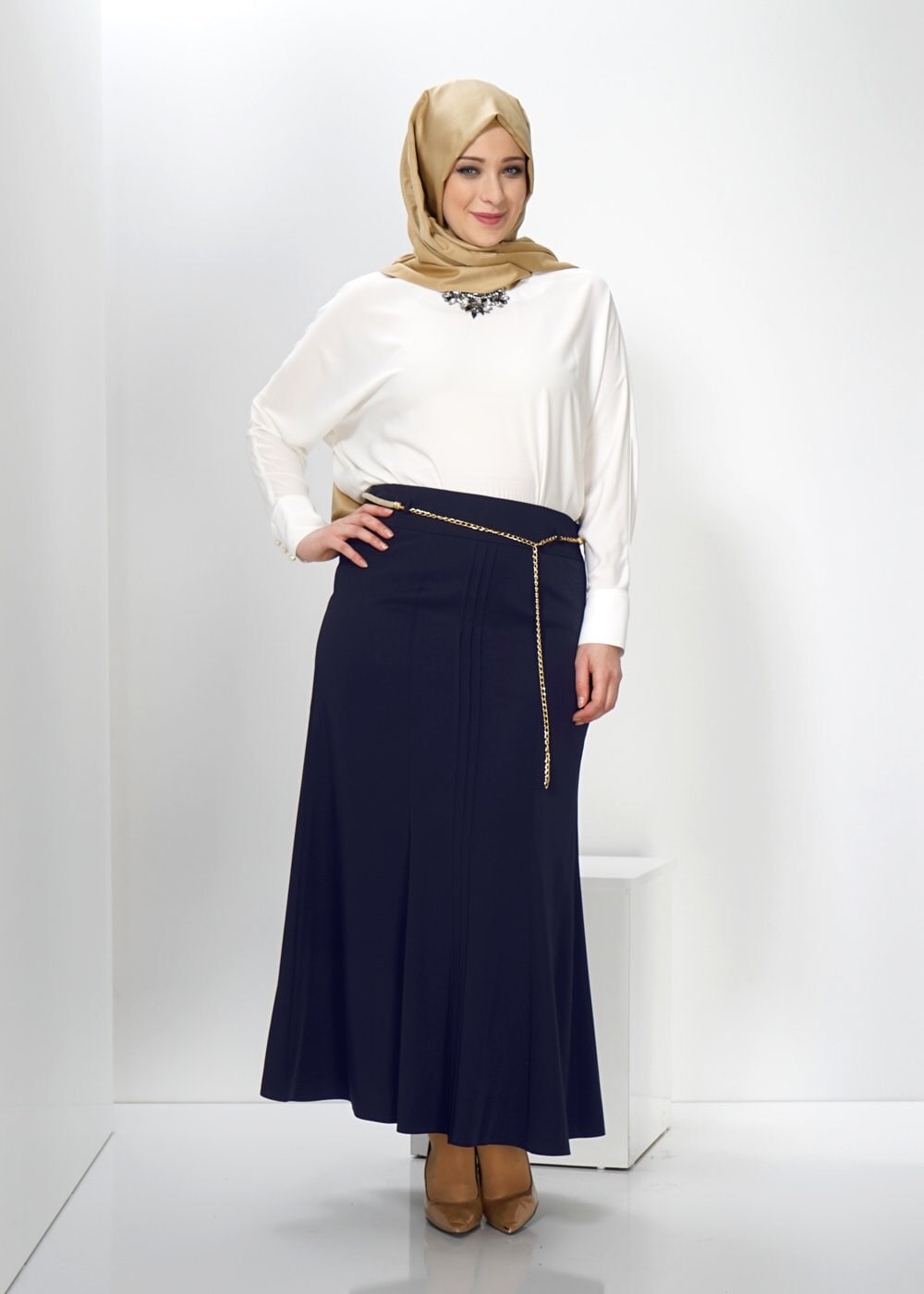 Tesettür giyim LACİVERT 6628 ETEK 