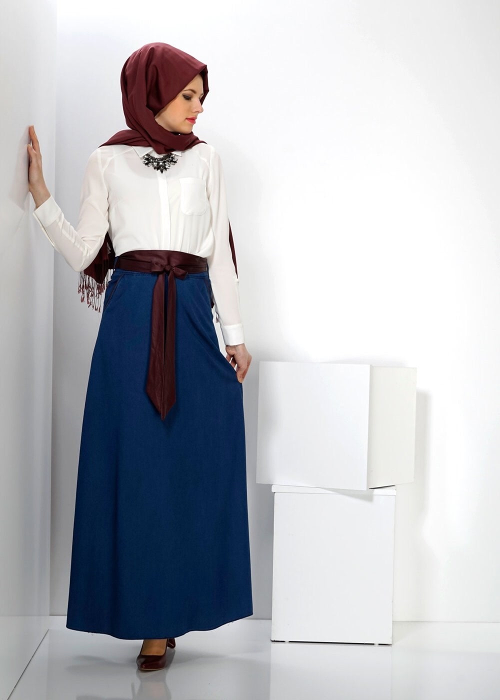 Tesettür giyim LACİVERT 6629 ETEK 