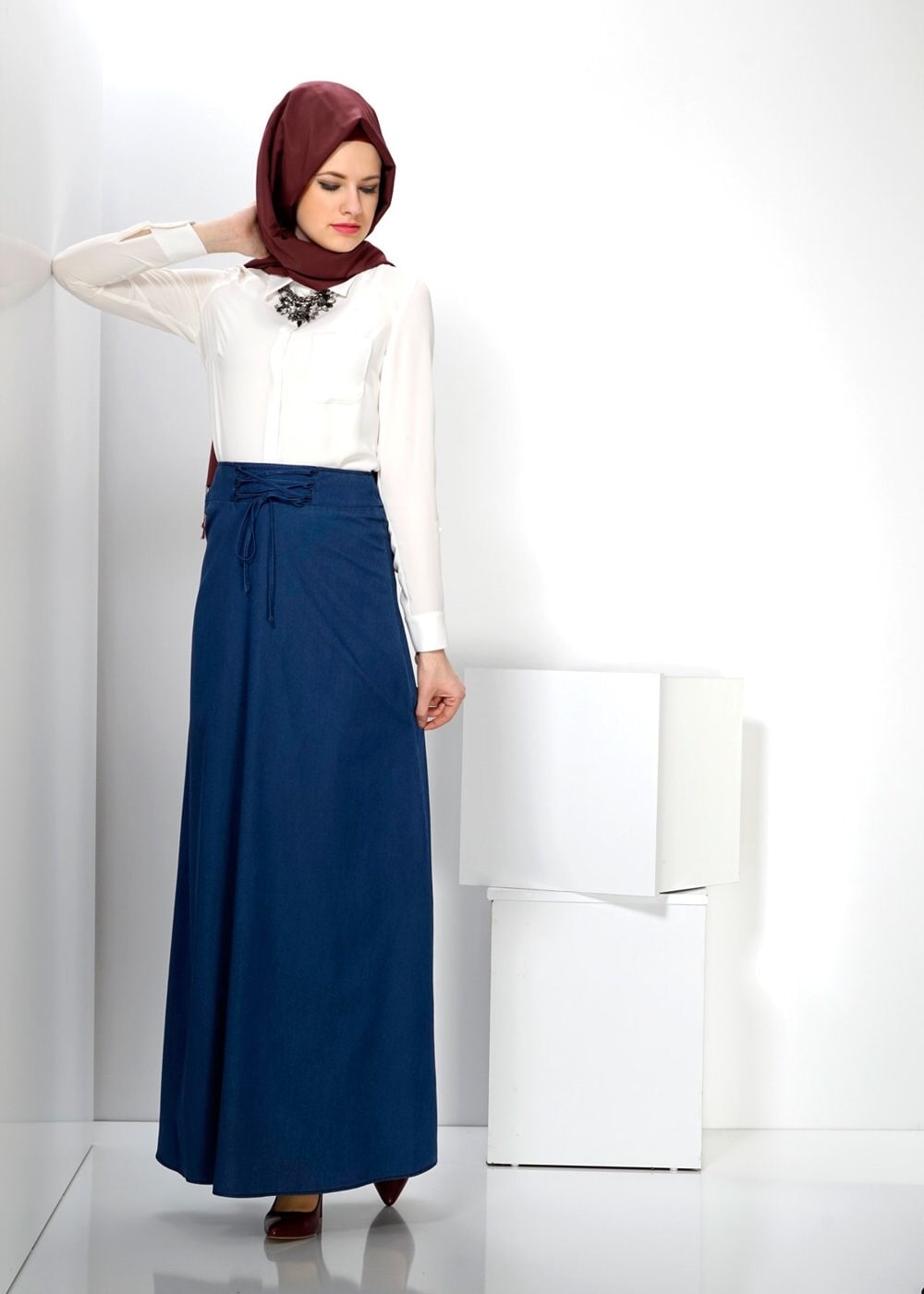 Tesettür giyim LACİVERT 6630 ETEK