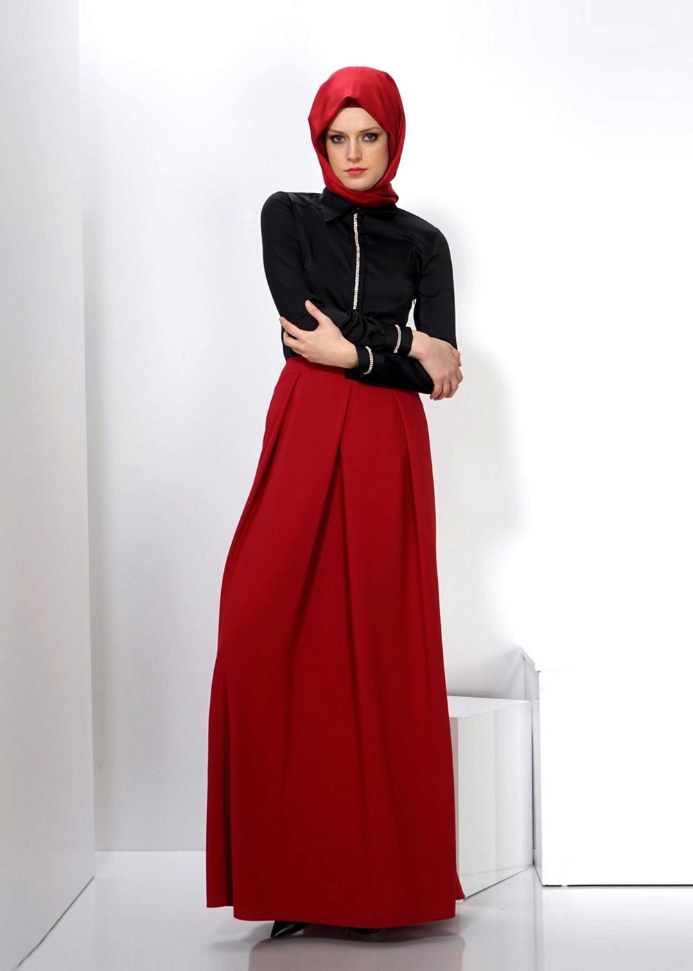 Tesettür giyim BORDO 6633 ETEK