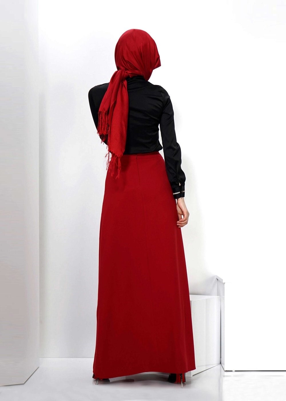 Tesettür giyim BORDO 6633 ETEK