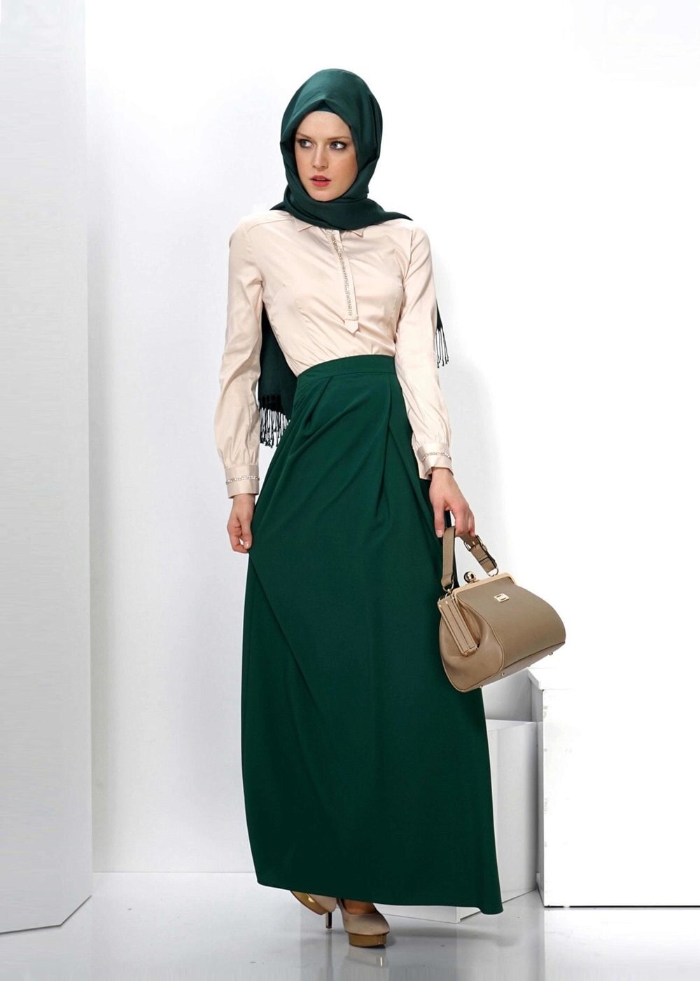 Tesettür giyim YEŞİL 6633 ETEK