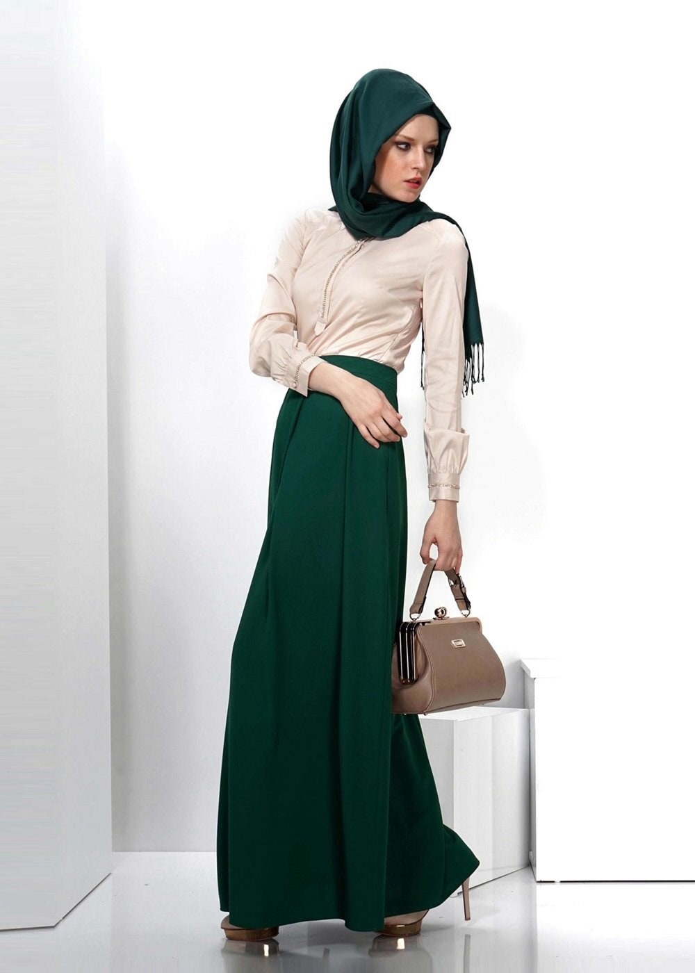 Tesettür giyim YEŞİL 6633 ETEK