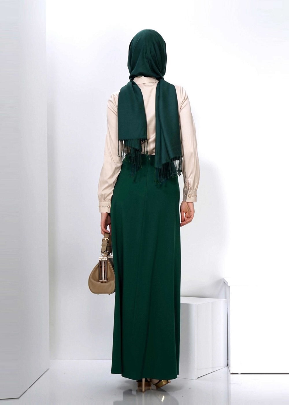 Tesettür giyim YEŞİL 6633 ETEK