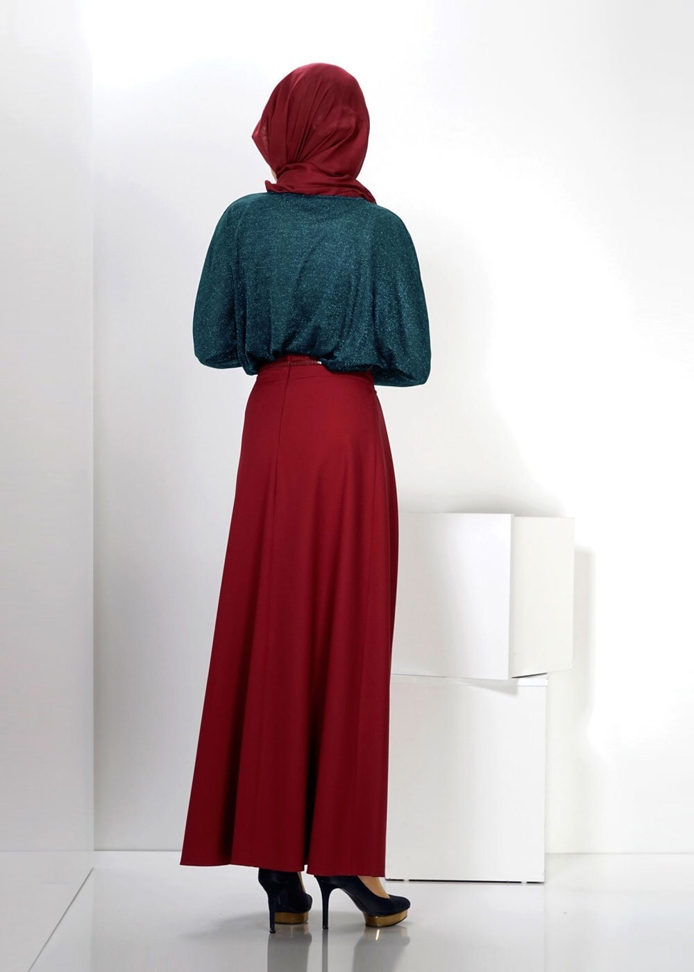 Tesettür giyim BORDO 6636 ETEK