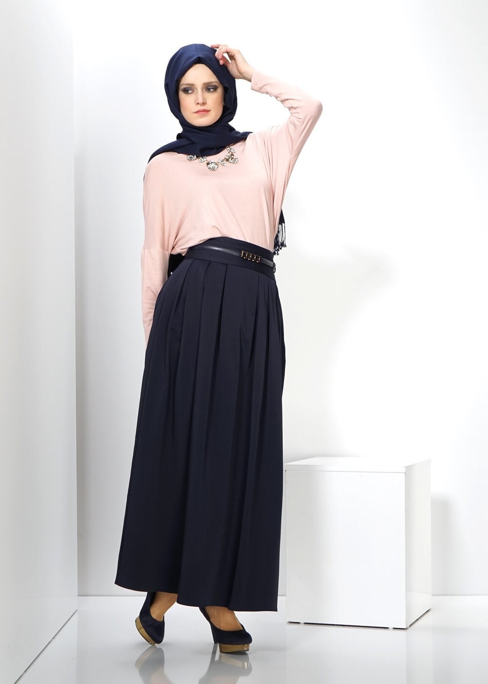 Tesettür giyim LACİVERT 6640 ETEK