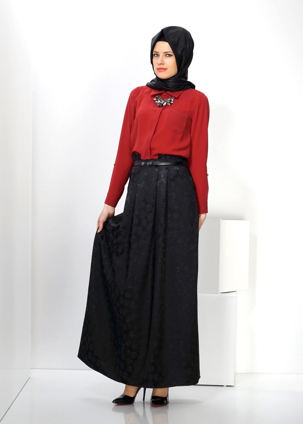 Tesettür giyim SİYAH 6645 ETEK 