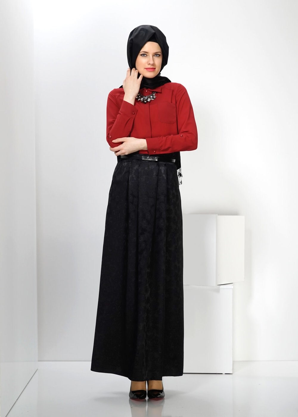 Tesettür giyim SİYAH 6645 ETEK 