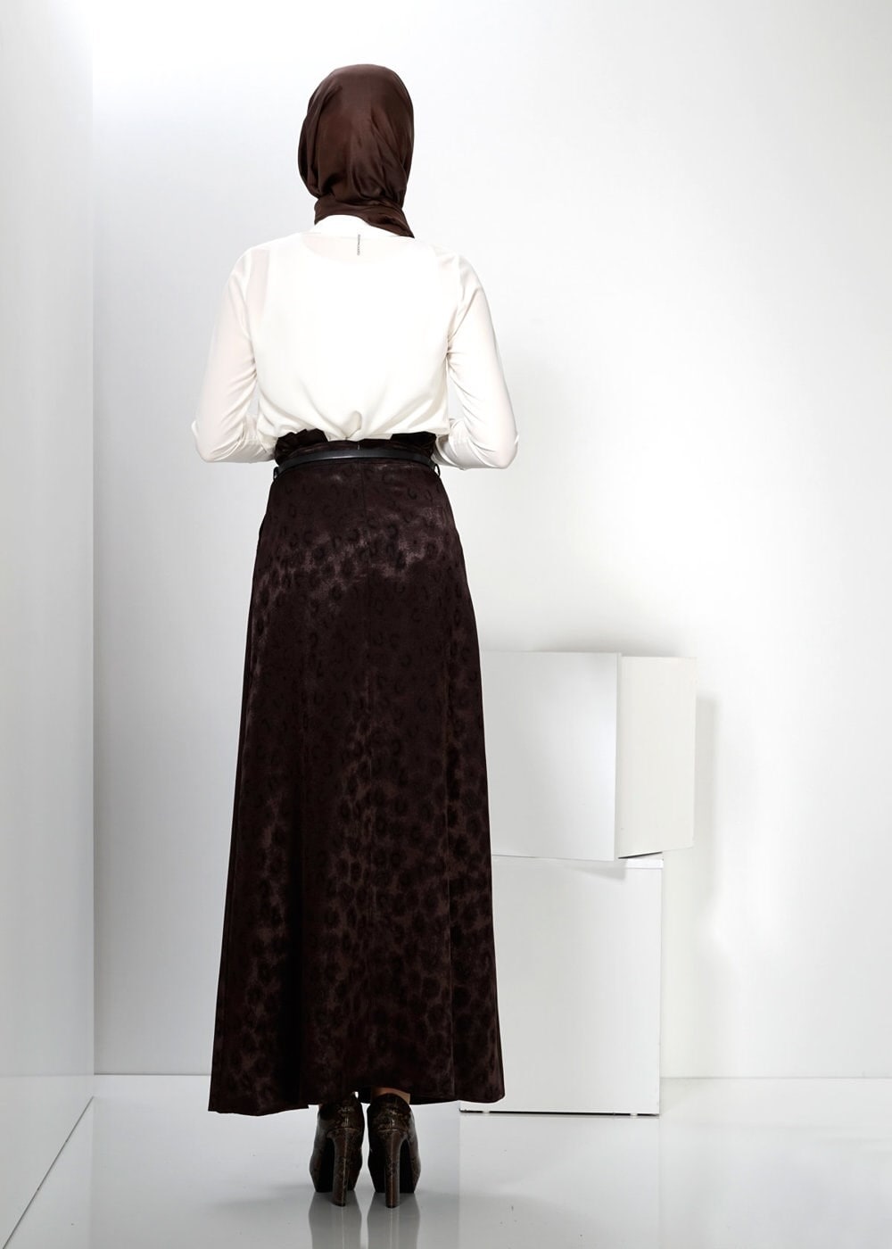 Tesettür giyim KAHVE 6645 ETEK 