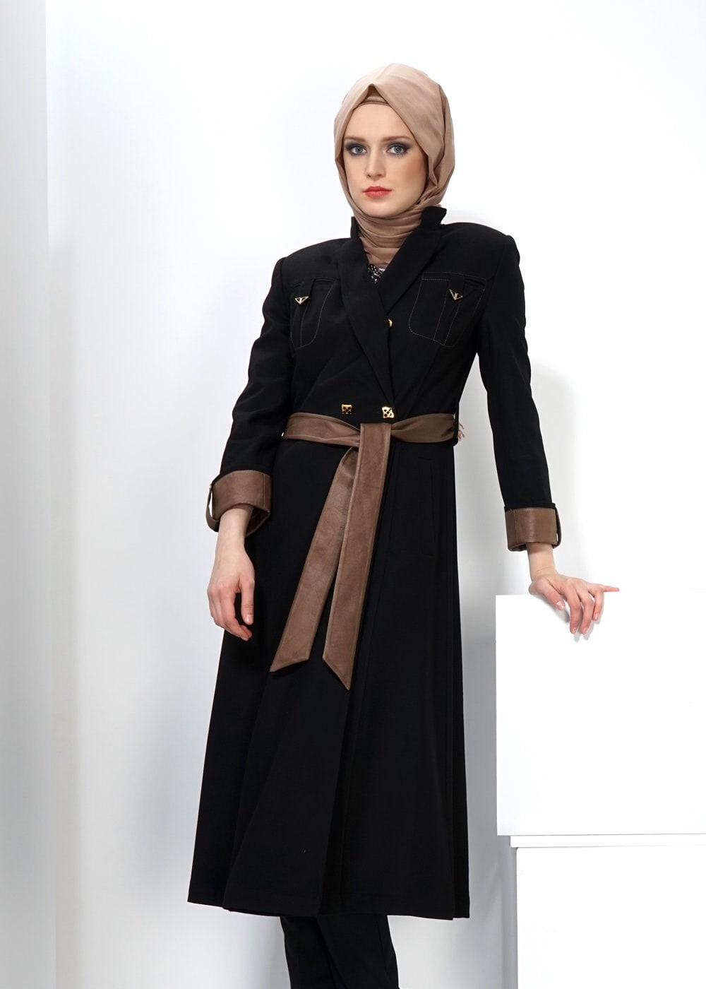 Tesettür giyim SİYAH 9249 KABAN 
