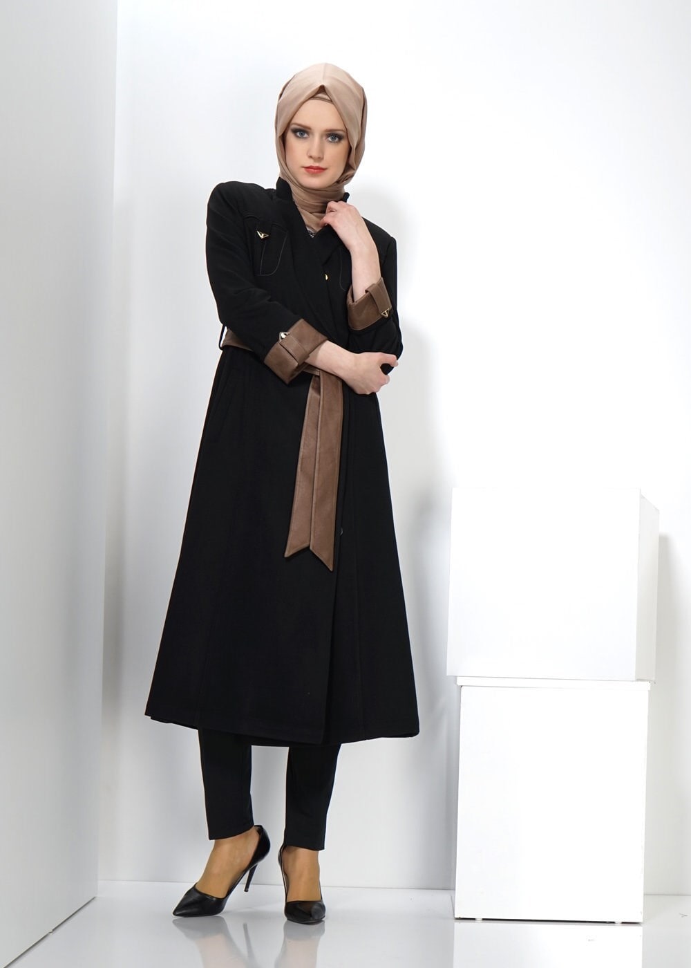 Tesettür giyim SİYAH 9249 KABAN 