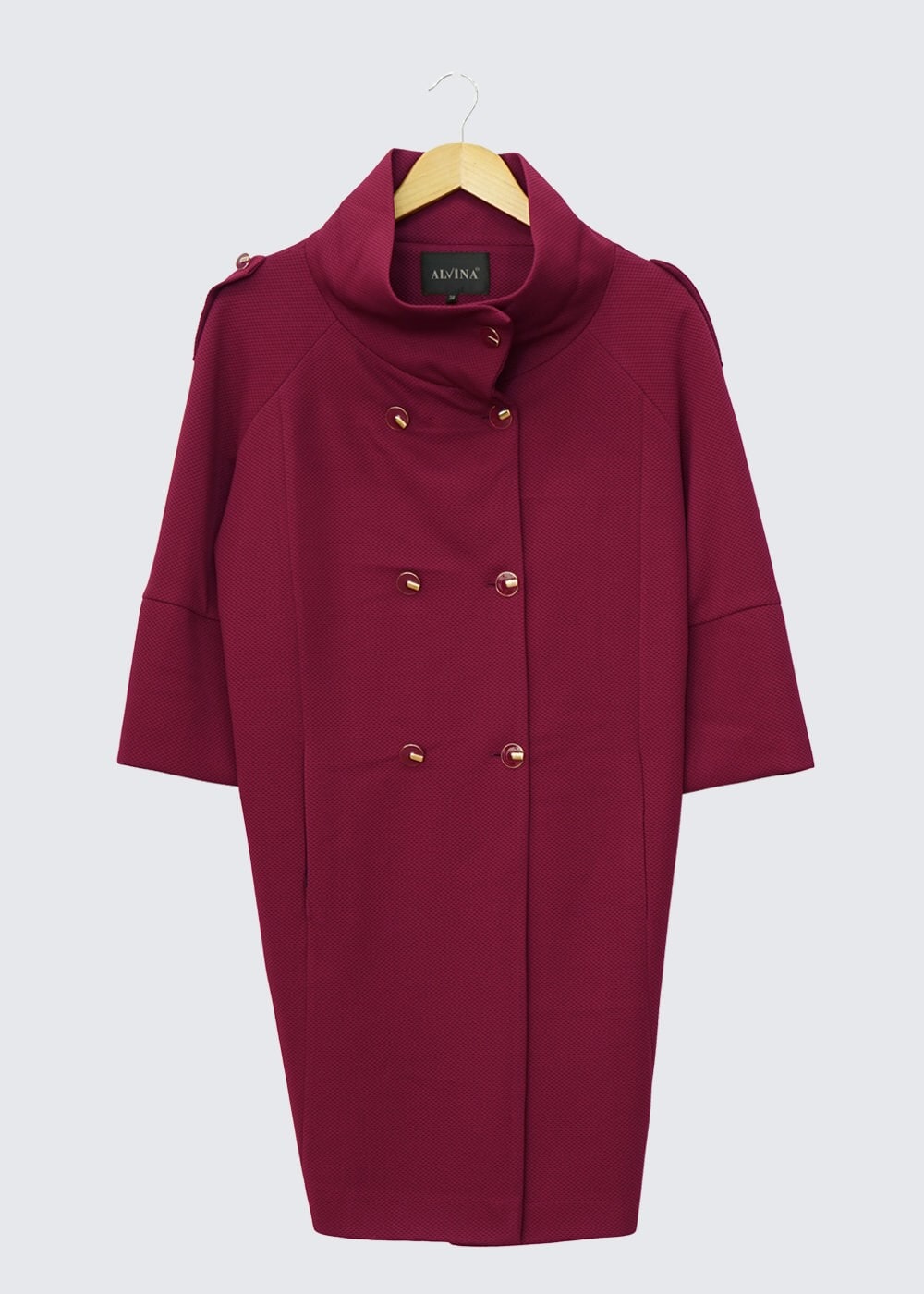 Tesettür giyim BORDO DÜĞMELİ KABAN 9265