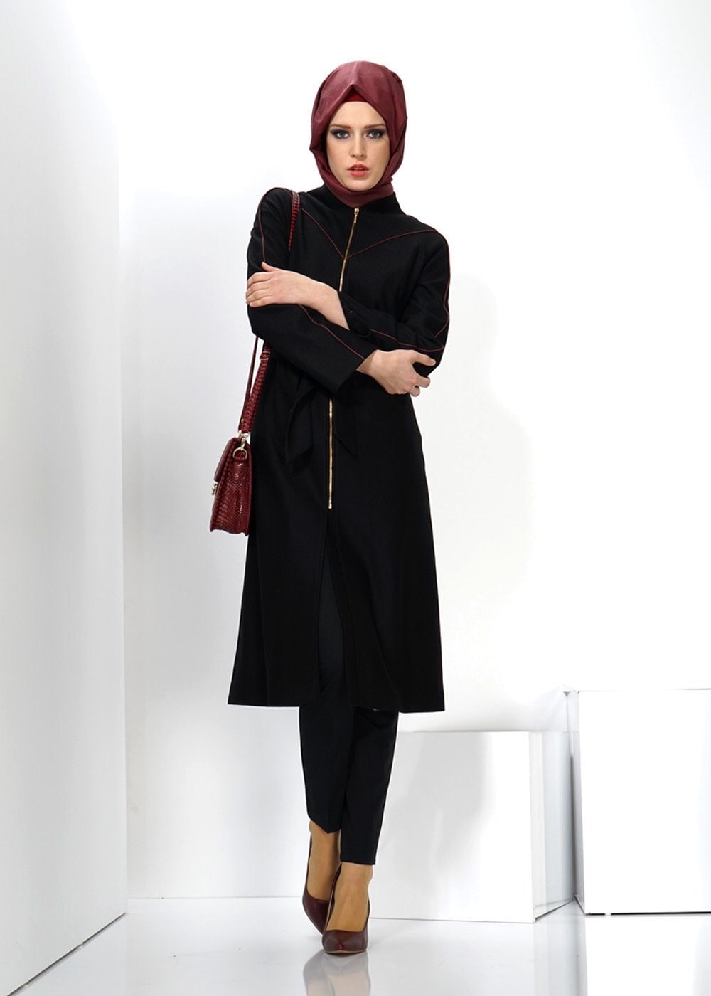 Tesettür giyim SİYAH 9283 KABAN 