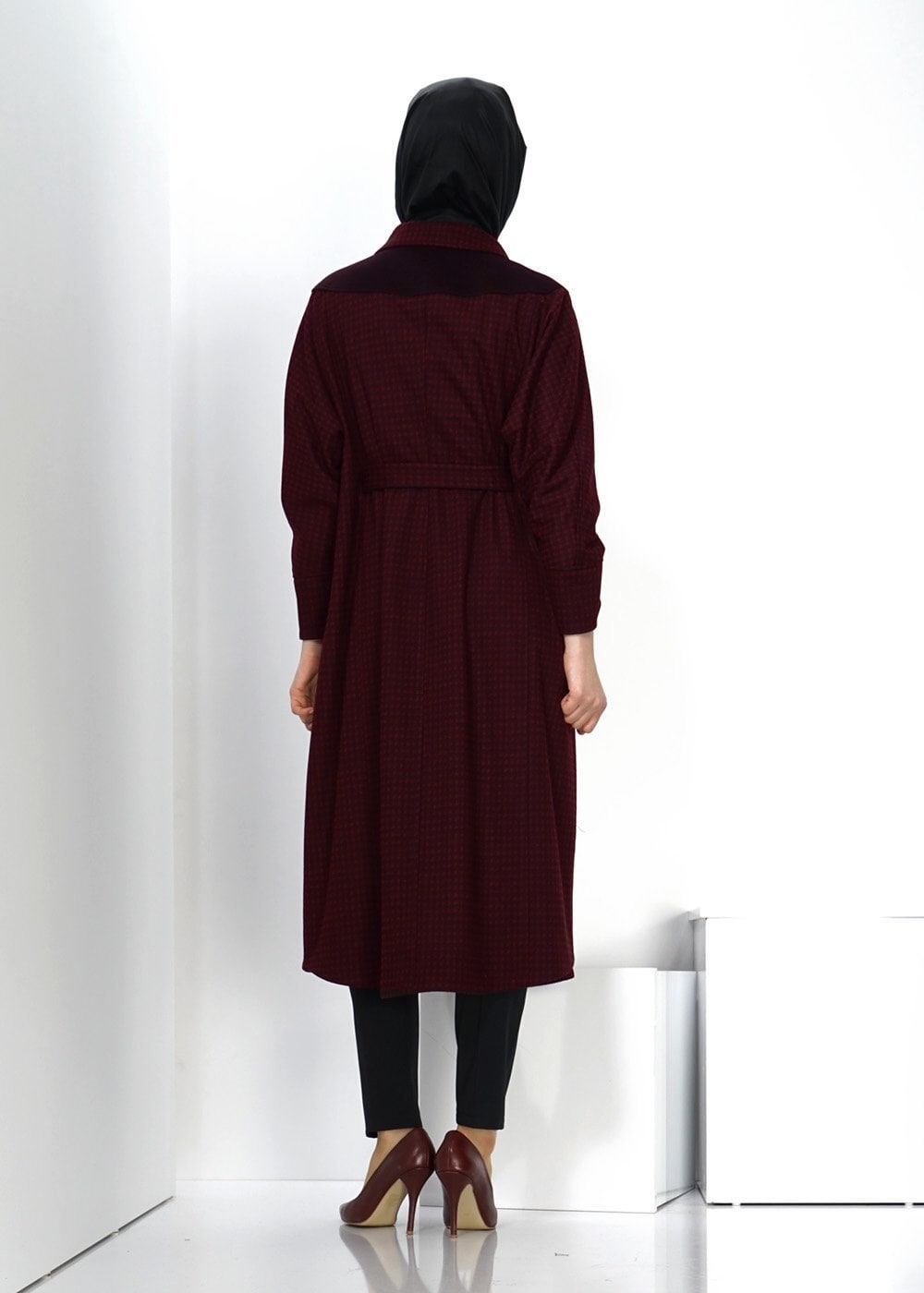 Tesettür giyim BORDO 9294 KABAN
