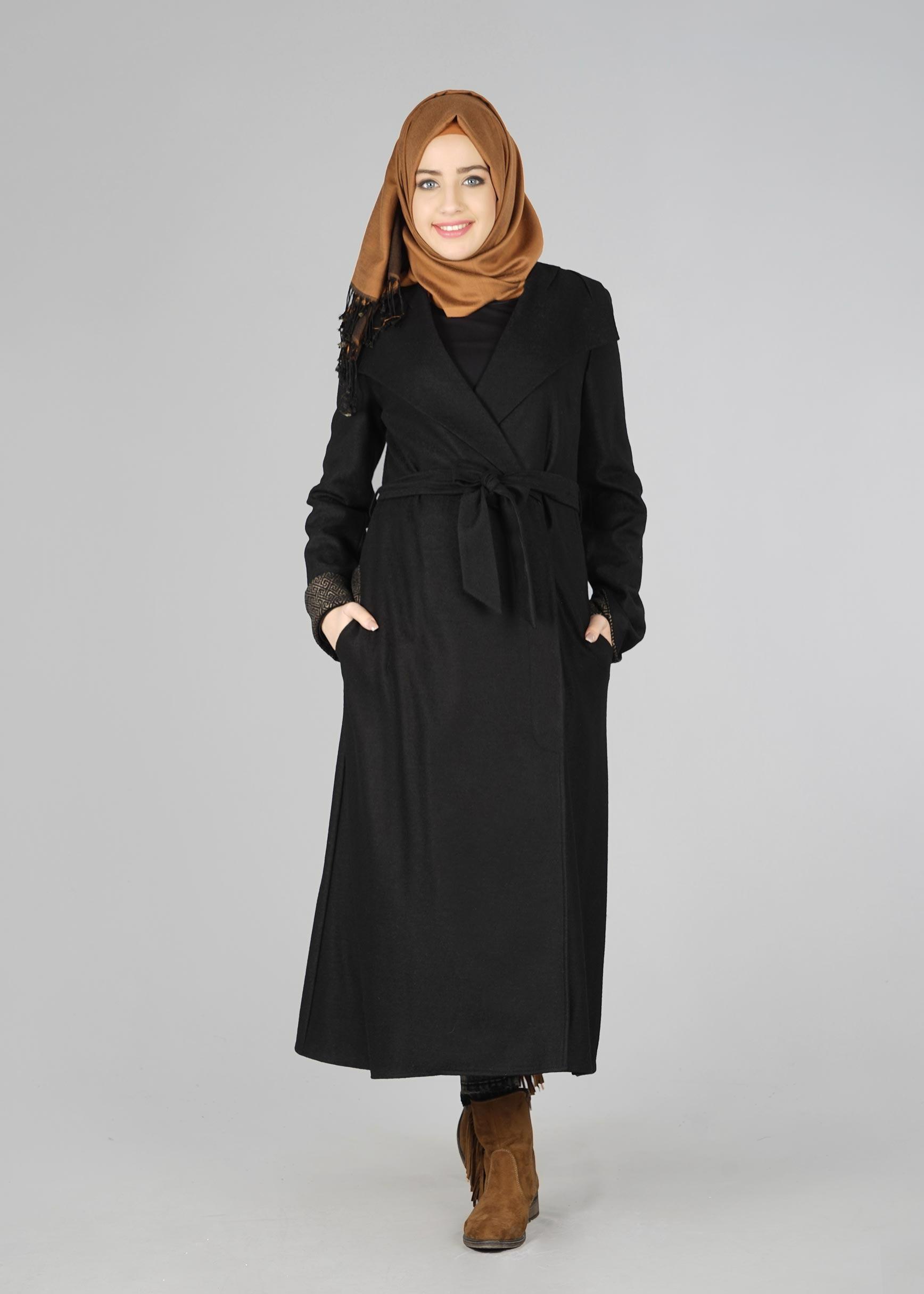 Tesettür giyim SİYAH 9295 KABAN 