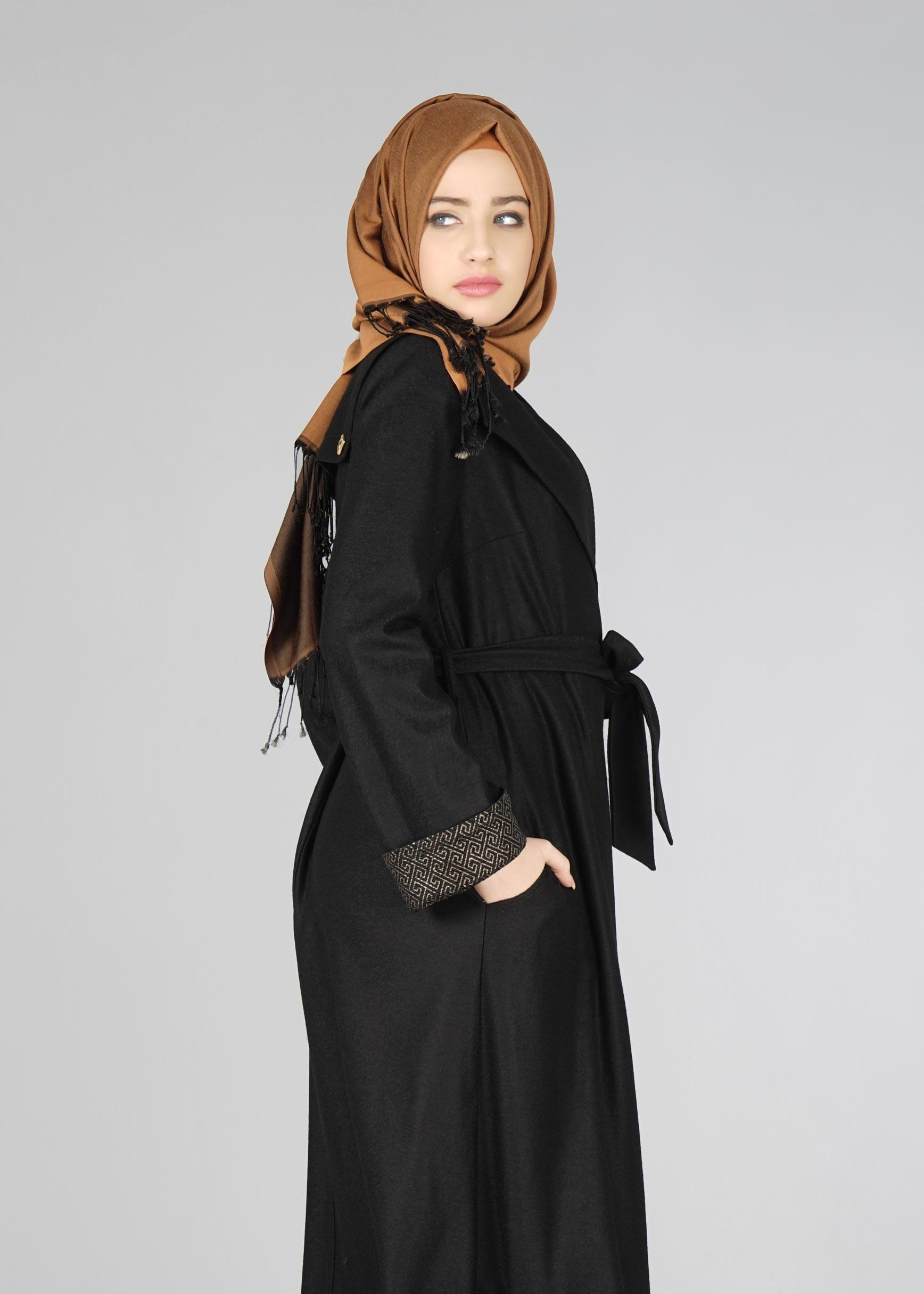 Tesettür giyim SİYAH 9295 KABAN 