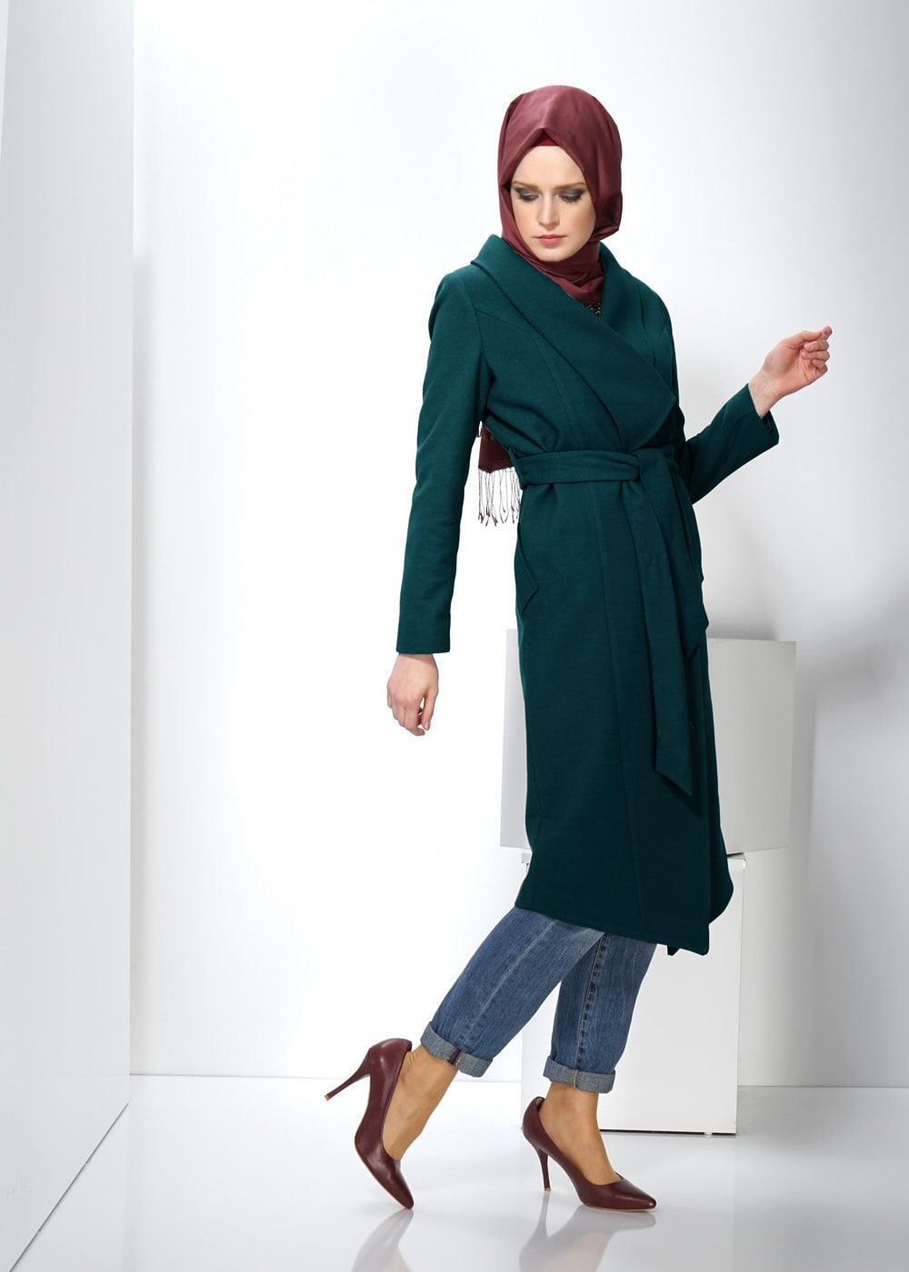 Tesettür giyim YEŞİL 9306 KABAN 