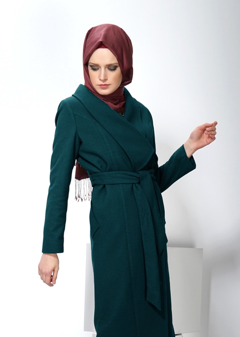 Tesettür giyim YEŞİL 9306 KABAN 