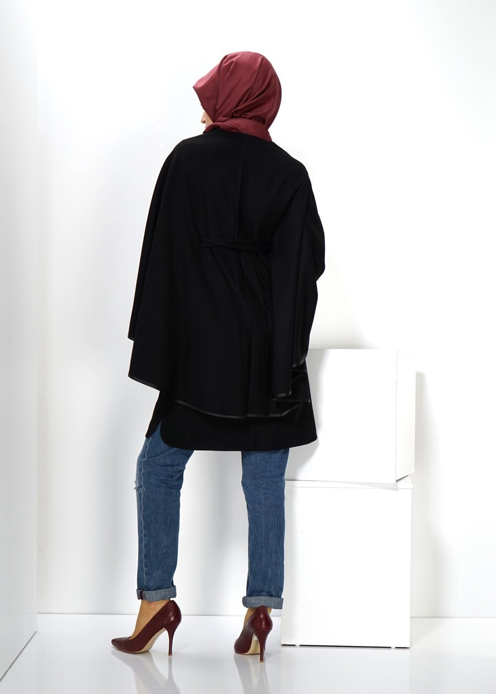 Tesettür giyim SİYAH 9308 KABAN 