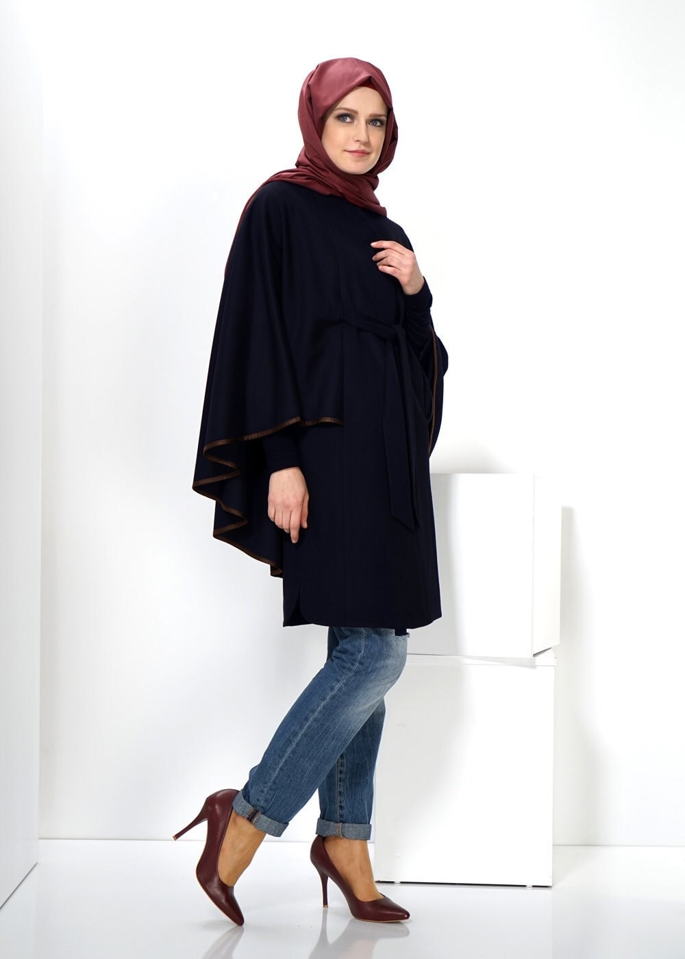 Tesettür giyim LACİVERT 9308 KABAN 