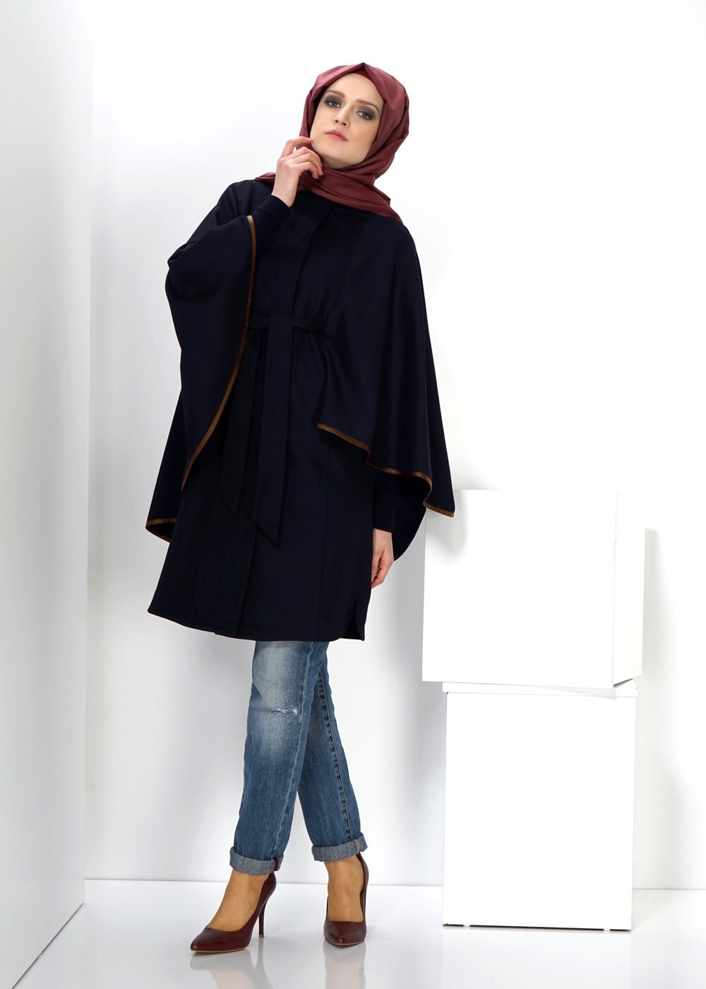 Tesettür giyim LACİVERT 9308 KABAN 