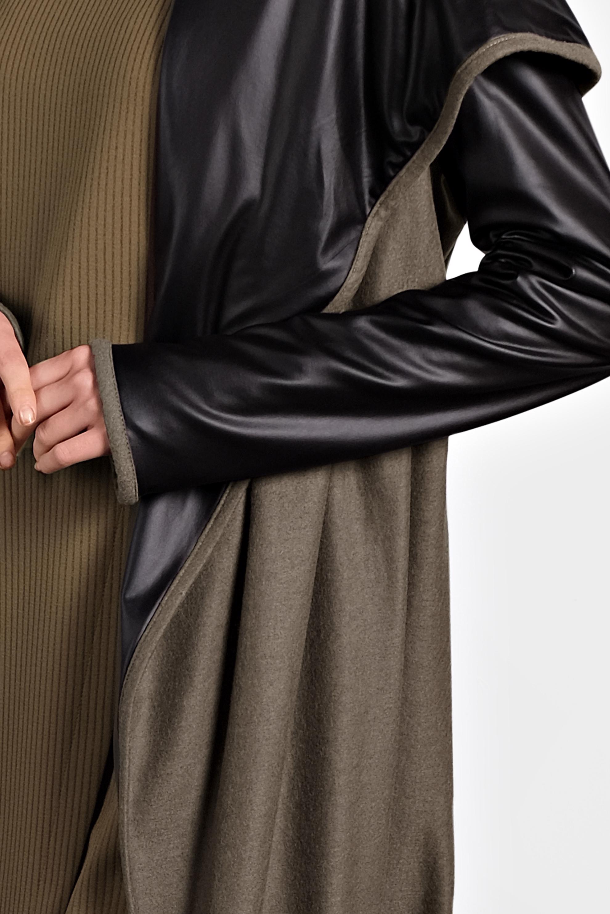 Tesettür giyim VİZON BELİ KUŞAKLI KABAN 9313