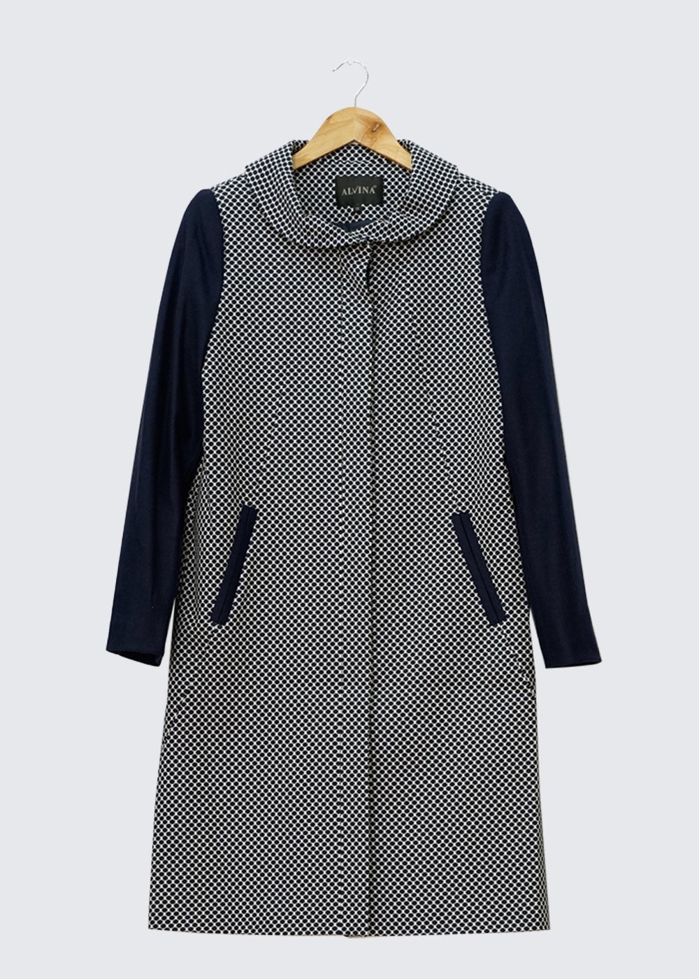 Tesettür giyim LACİVERT PETER PAN YAKA DESENLİ KABAN 9317