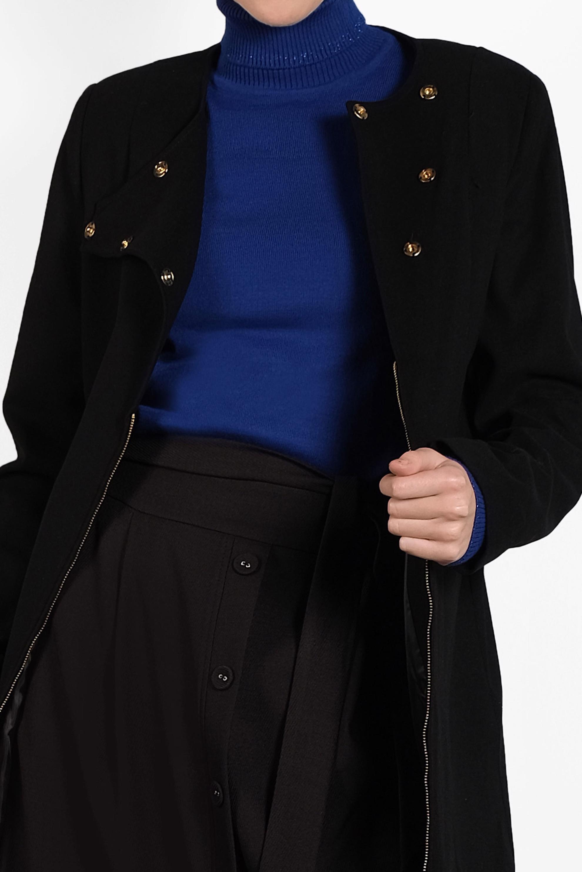 Tesettür giyim SİYAH ÇITÇITLI FERMUARLI KABAN 9318 