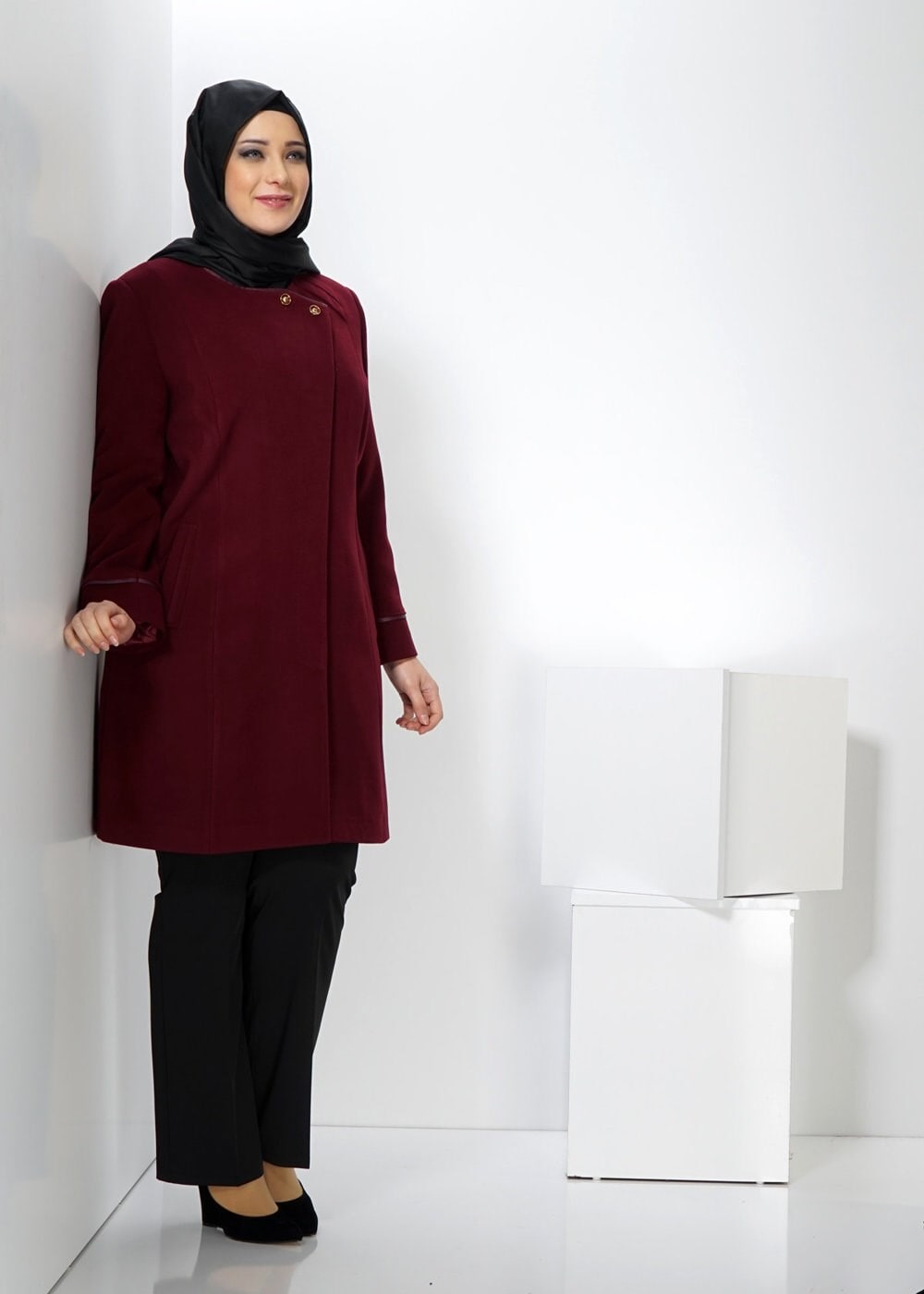 Tesettür giyim BORDO 9322 KABAN 