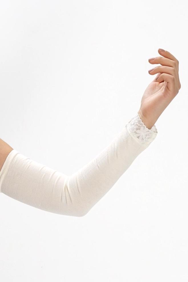 Tesettür giyim BEYAZ 40055 DANTELLİ KOLLUK - ALVİNA