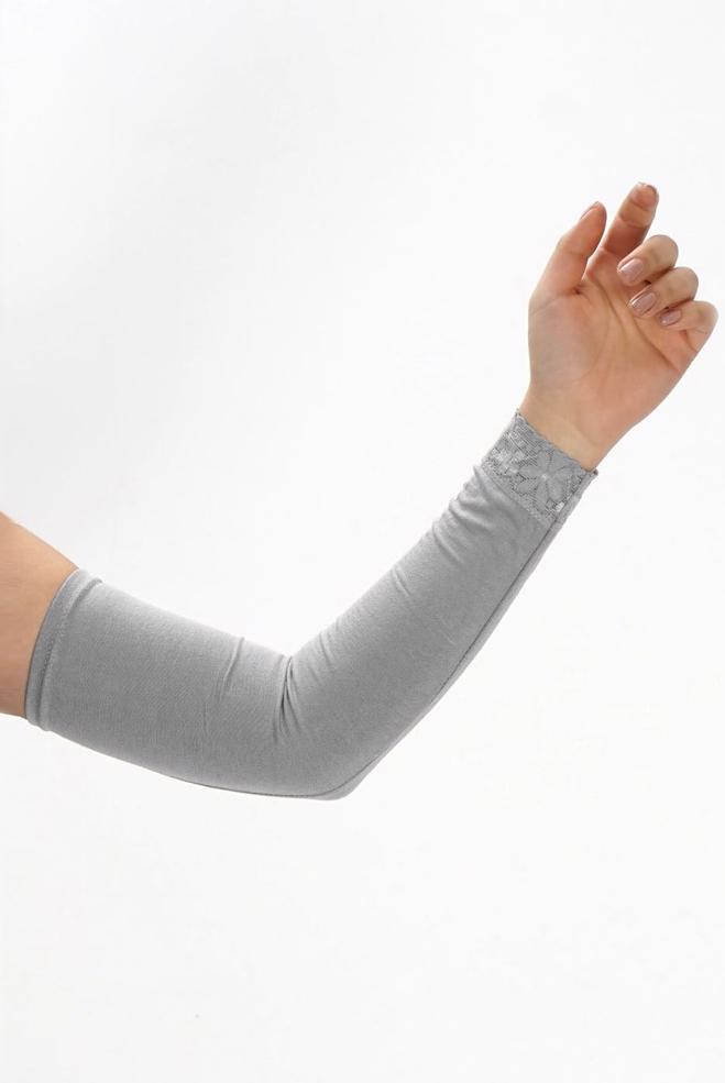 Tesettür giyim GRİ 40055 DANTELLİ KOLLUK - ALVİNA