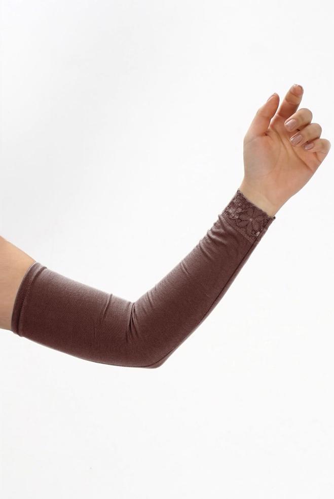 Tesettür giyim KAHVE 40055 DANTELLİ KOLLUK - ALVİNA